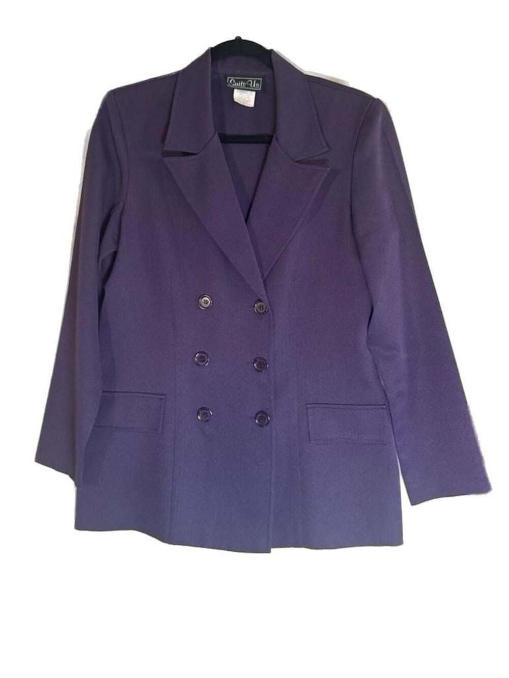 Suits Us Vintage Purple Herringbone Double Breasted Blazer Jacket, Size 11/12
